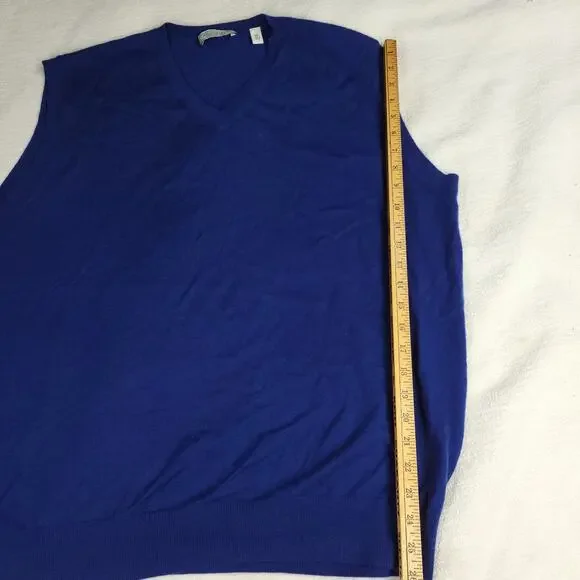 Williams & Kent Sweater Mens XL Blue 100% Cashmere V Neck Sleevless Preppy Work - Picture 7 of 11